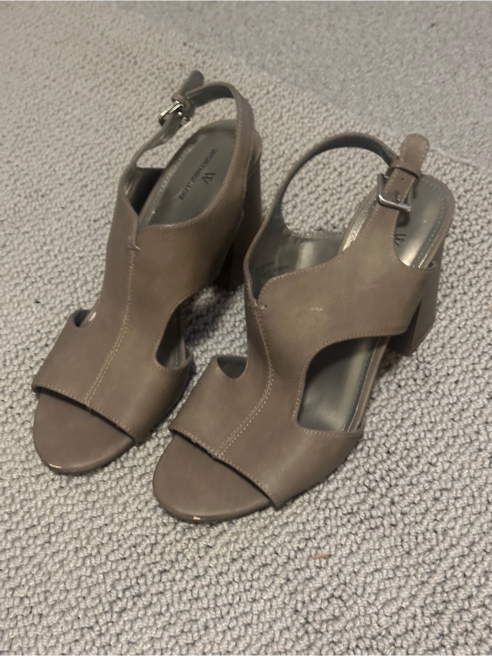 Worthington Taupe Cutout Peep-Toe Heels